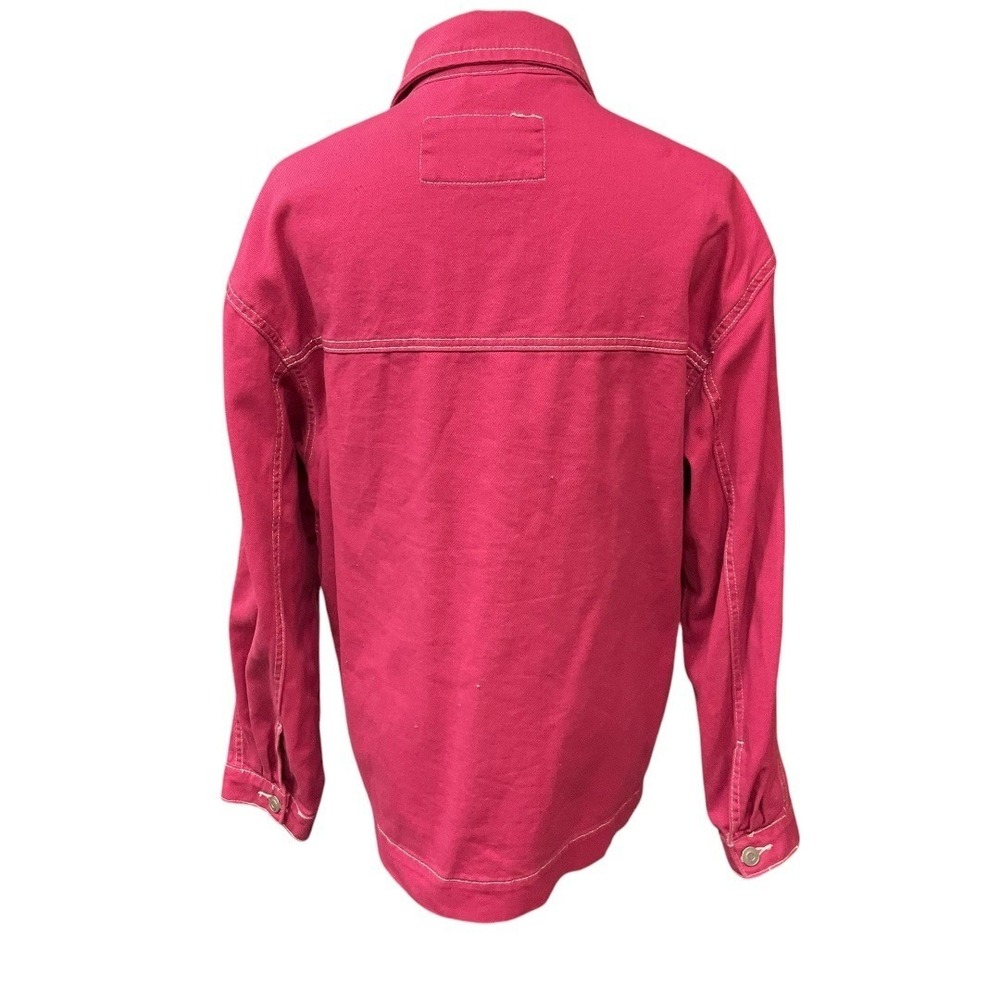 Oversized Collared Multi Pocket Raspberry Red Bar… - image 6